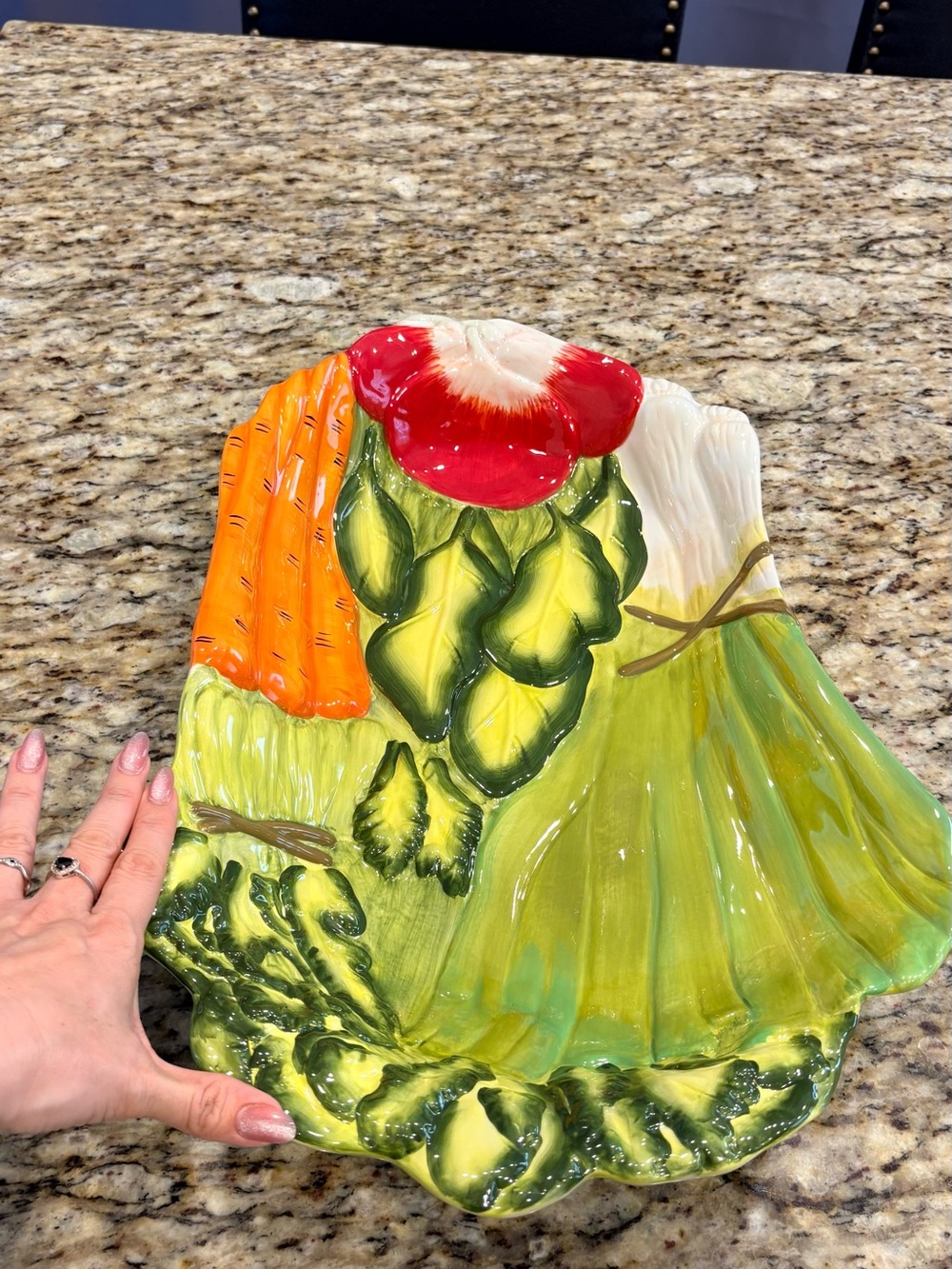 Certified International Bright Green, Orange and Red  Skirt Plate big XL BOWLD